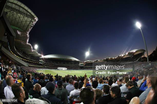 View of play from inside the Barmy Army during day three of the Second Test match during the 2017/18 Ashes Series between Australia and England at...