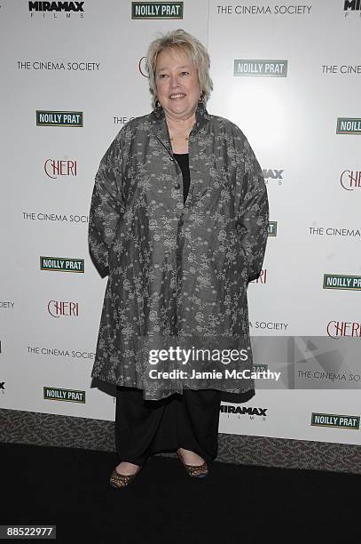 Actress Kathy Bates attends the Cinema Society & Noilly Prat screening Of "Cheri" at the Directors Guild of America Theater on June 16, 2009 in New...