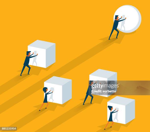 pushing a sphere - businessman - drive ball sports stock illustrations