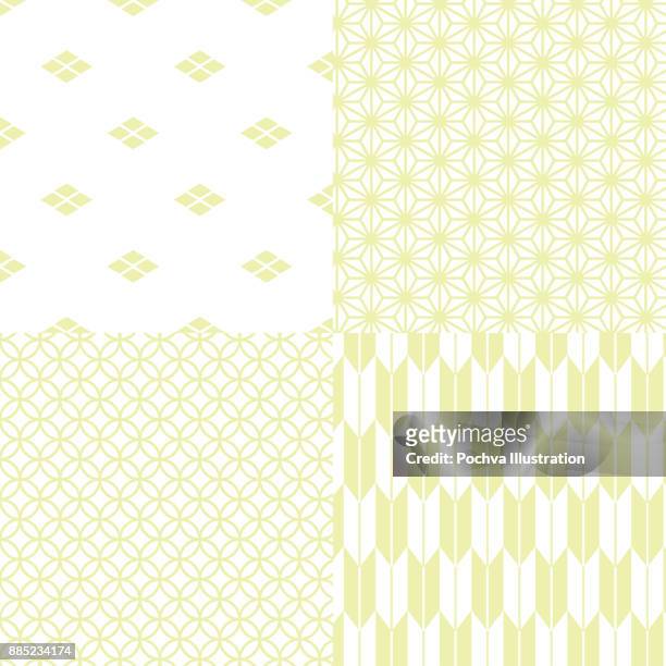 japanese traditional seamless pattern set - green tea stock illustrations