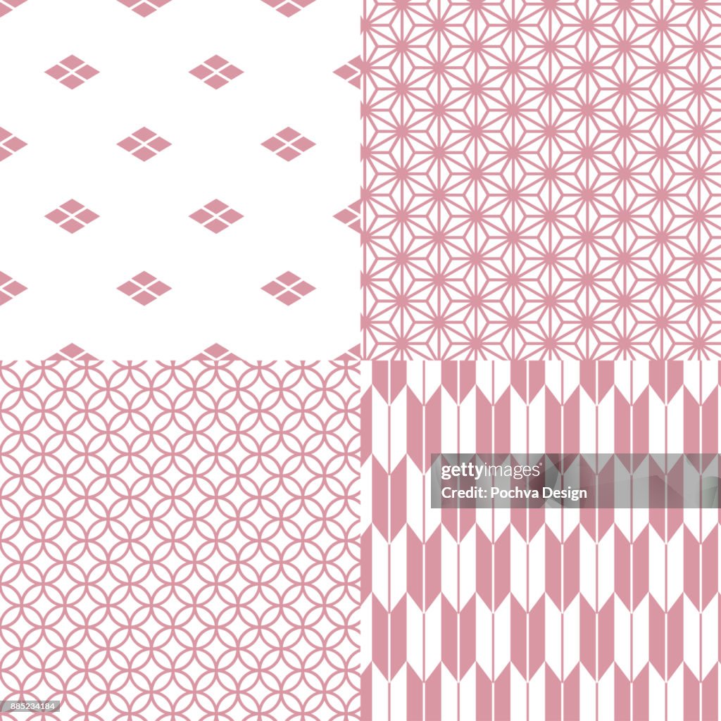 Japanese traditional seamless pattern set