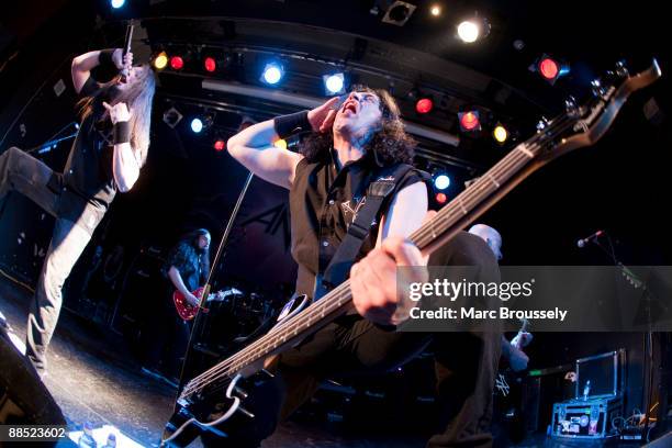 Dan Nelson and Frank Bello of Anthrax perform on stage at ULU on June 16, 2009 in London, England.