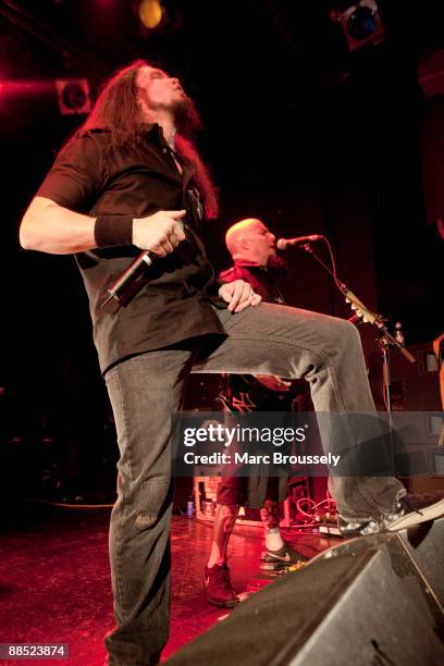 Dan Nelson and Scott Ian of Anthrax performs on stage at ULU on June 16, 2009 in London, England.