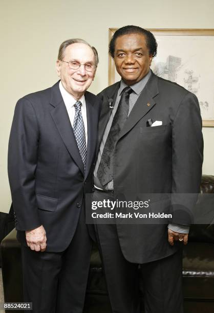 Chairman/CEO of The Songwriters Hall of Fame Hal David and honoree and musical artist Lamont Dozier poses for a picture at the 3rd annual Songwriters...