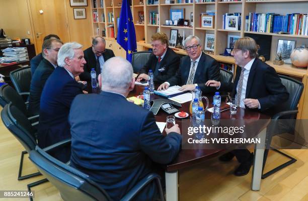 European Commission President Jean-Claude Juncker , European Parliament's representative in Brexit negotiations, Guy Verhofstadt and his Brexit team...