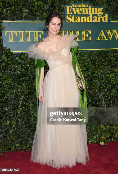 Keira Knightley attends the London Evening Standard Theatre Awards at Theatre Royal on December 3, 2017 in London, England.