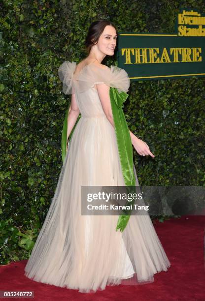 Keira Knightley attends the London Evening Standard Theatre Awards at Theatre Royal on December 3, 2017 in London, England.