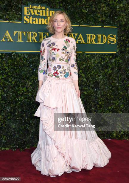 Cate Blanchett attends the London Evening Standard Theatre Awards at Theatre Royal on December 3, 2017 in London, England.