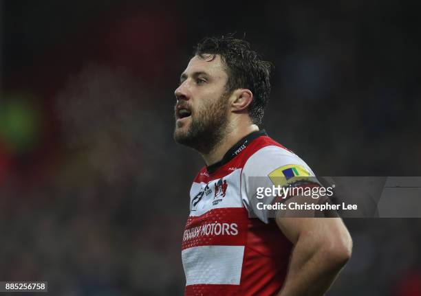 Jeremy Thrush of Gloucester during the Aviva Premiership match between Gloucester Rugby and London Irish at Kingsholm Stadium on December 2, 2017 in...