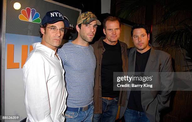 Actor Adrian Pasdar, actor Zachary Quinto, actor Jack Coleman and actor Greg Grundberg attend the NBC and Venice Magazine party for new series "Life"...