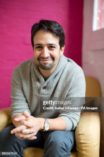 American actor and composer Lin-Manuel Miranda, creator of the hit musical Hamilton, visits the headquarters of the show's charity partner 10:10 in...