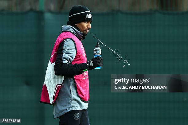 Celtic's English midfielder Scott Sinclair attends a training session at the Celtic Training Centre in Lennoxtown, Scotland on December 4 on the eve...