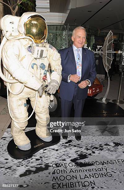 Apollo 11 astronaut Buzz Aldrin attends "Omega Celebrates 40th Anniversary Of Moon Landing" press conference at Nicolas G. Hayek Center on June 17,...