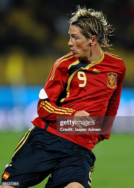 Fernando Torres of Spain in action during the FIFA Confederations Cup match between New Zealand and Spain at Royal Bafokeng Stadium on June 14, 2009...