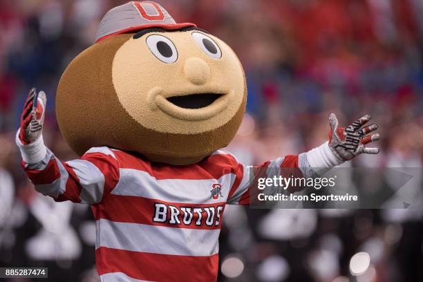 Ohio State Buckeye mascot Brutus performs on the field before the Big 10 Championship game between the Wisconsin Badgers and Ohio State Buckeyes on...