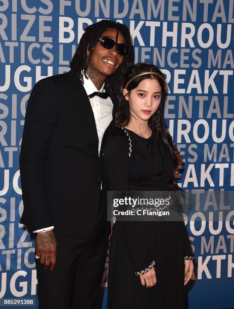 Rapper Wiz Khalifa and Nana Ou-Yang attend the 2018 Breakthrough Prize at NASA Ames Research Center on December 3, 2017 in Mountain View, California.