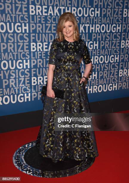 Businesswoman Arianna Huffington attends the 2018 Breakthrough Prize at NASA Ames Research Center on December 3, 2017 in Mountain View, California.