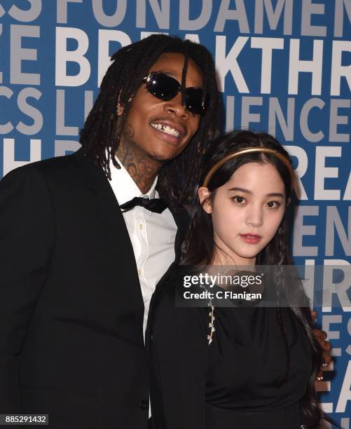 Rapper Wiz Khalifa and Nana Ou-Yang attend the 2018 Breakthrough Prize at NASA Ames Research Center on December 3, 2017 in Mountain View, California.