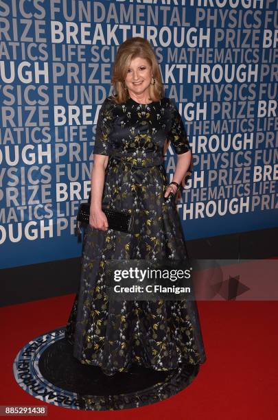 Businesswoman Arianna Huffington attends the 2018 Breakthrough Prize at NASA Ames Research Center on December 3, 2017 in Mountain View, California.