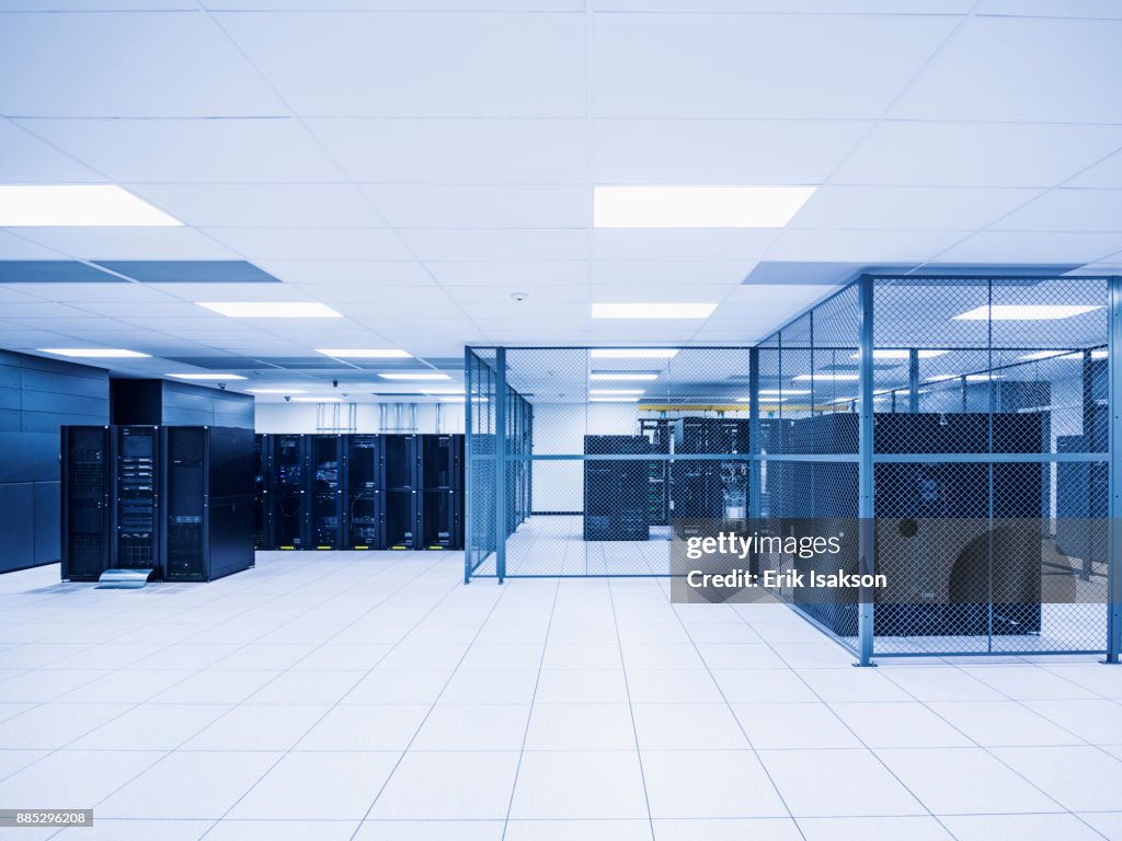 Empty Server Room With White Tiled Floor High-Res Stock Photo - Getty ...
