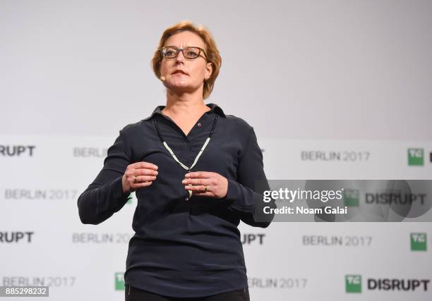 AIspotter member Anri Kivimaeki speaks at TechCrunch Disrupt Berlin 2017 at Arena Berlin on December 4, 2017 in Berlin, Germany. .