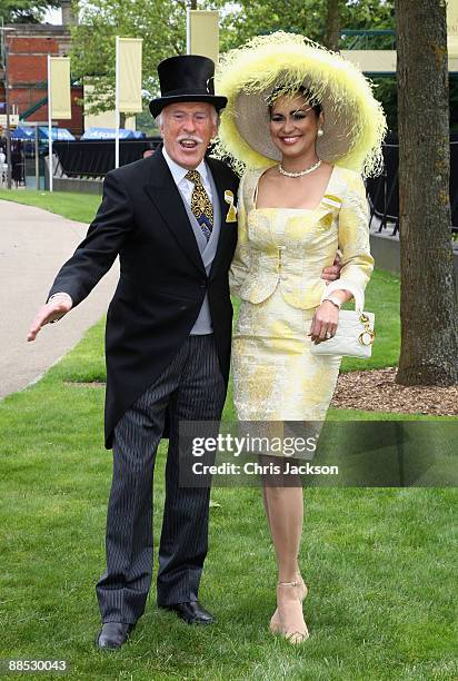 Bruce Forsyth and Wilnelia Merced Forsyth arrive on the second day of Royal Ascot 2009 at Ascot Racecourse on June 17, 2009 in Ascot, England.