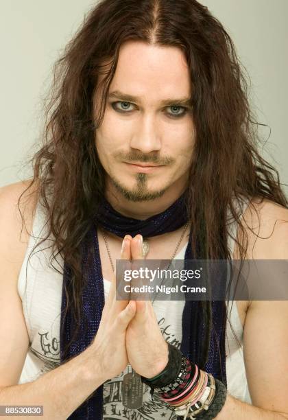 Posed studio portrait of Tuomas Holopainen, keyboard player with Finnish metal band Nightwish in London, England on March 25 2008.