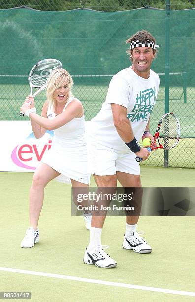 Natash Bedingfield and Pat Cash promotes Evian's sponsorship of The Championships Wimbledon at The Hurlingham Club on June 17, 2009 in London,...