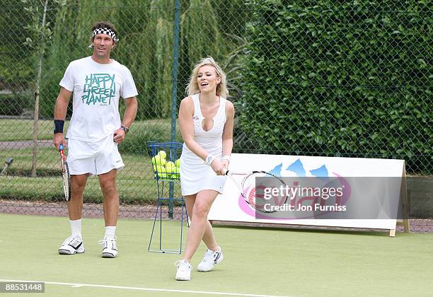 Natash Bedingfield and Pat Cash promote Evian's sponsorship of The Championships Wimbledon at The Hurlingham Club on June 17, 2009 in London, England.