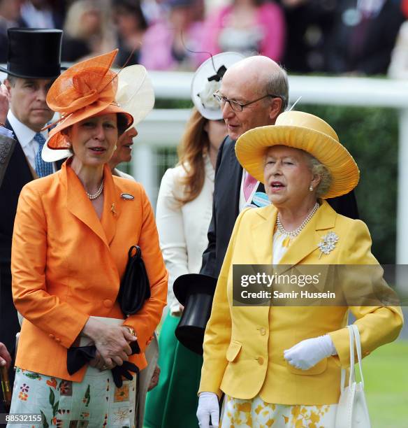 Princess Anne, Princess Royal and Queen Elizabeth II attend the first day of Royal Ascot 2009 at Ascot Racecourse on June 16, 2009 in Ascot, England.