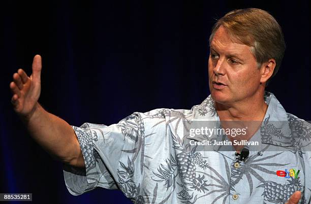 EBay President and CEO John Donahoe speaks during the 2009 eBay Developers Conference June 17, 2009 in San Jose, California. The annual eBay...