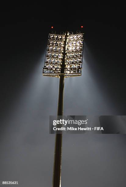 Stadium floodlight at theRoyal Bafokeng Stadium prior to the FIFA Confederations Cup Group A match between South Africa and New Zealand at the Royal...