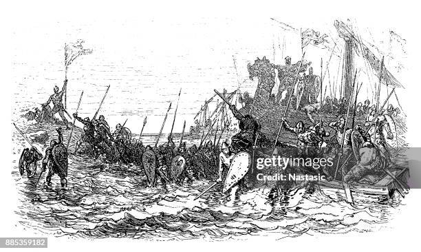 prince oleg in action - novgorod stock illustrations