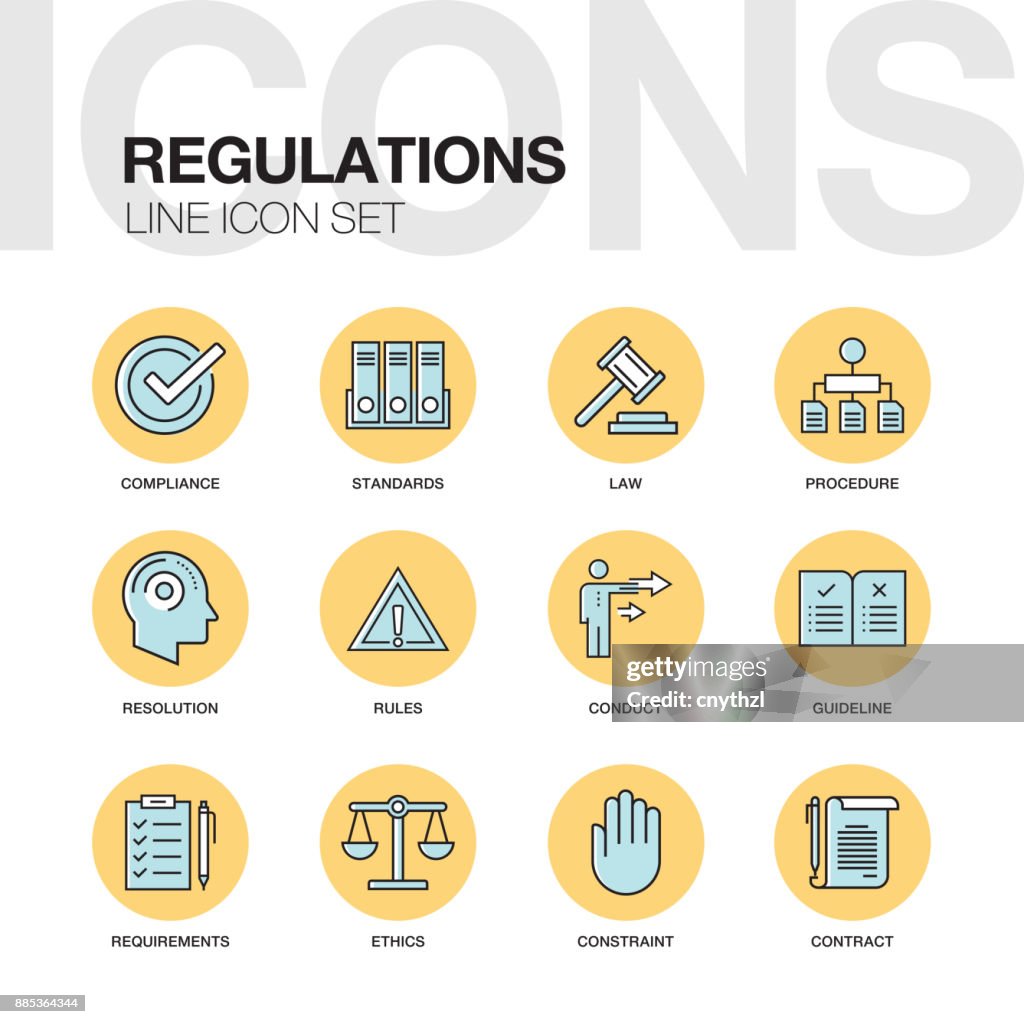 REGULATIONS LINE ICONS SET