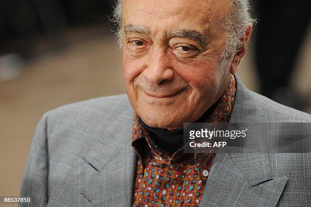 Egyptian-born businessman Mohamed Al Fayed attends the UK premiere of 'Bruno', held at Empire Leicester Square Central London on June 17, 2009. AFP...
