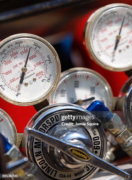 Detailed view of pressure gages during Miller Lite Carb Day practice for the IRL IndyCar Series 93rd running of the Indianapolis 500 on May 22, 2009...