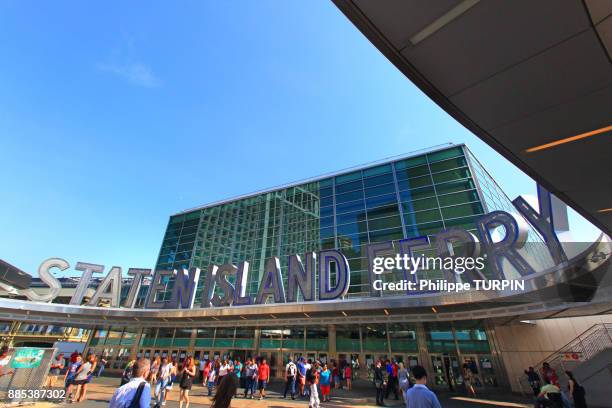 usa, new york, manhattan. staten island ferry - staten island stock-fotos und bilder