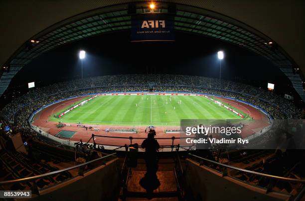 General view of the stadium is seen during the FIFA Confederations Cup match between South Africa and New Zealand at Royal Bafokeng Stadium on June...