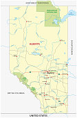 alberta road and national park map