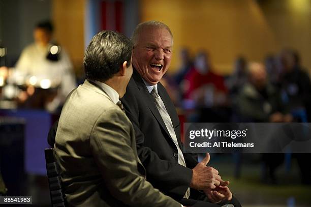 Closeup of Philadelphia Phillies manager Charlie Manuel with general manager Ruben Amaro Jr. During season ticket holders meet & greet off-season...