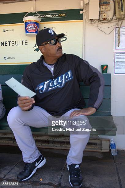 Toronto Blue Jays manager Cito Gaston in the dugout prior to the game against the Oakland Athletics at the Oakland Coliseum on May 9, 2009 in...