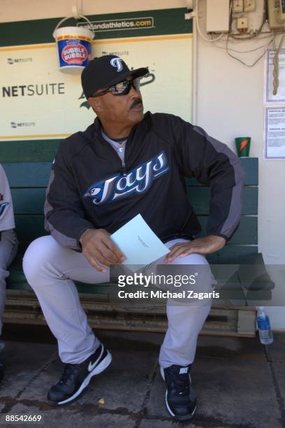 Toronto Blue Jays manager Cito Gaston in the dugout prior to the game against the Oakland Athletics at the Oakland Coliseum on May 9, 2009 in...