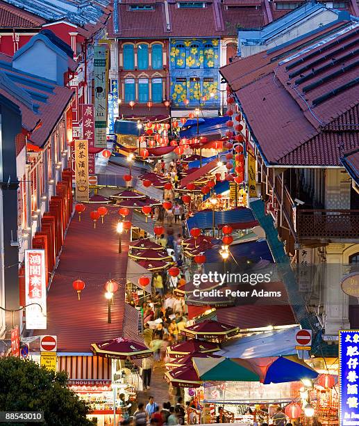 chinatown, singapore - singapore night stock pictures, royalty-free photos & images