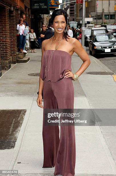 Television personality Padma Lakshmi visits "Late Show with David Letterman" at the Ed Sullivan Theater on June 17, 2009 in New York City.