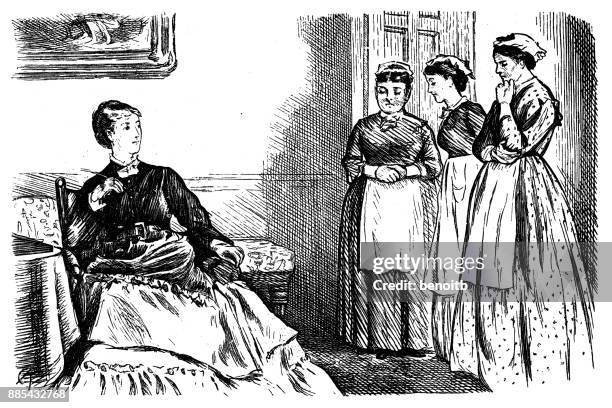 maids help - victorian servant stock illustrations
