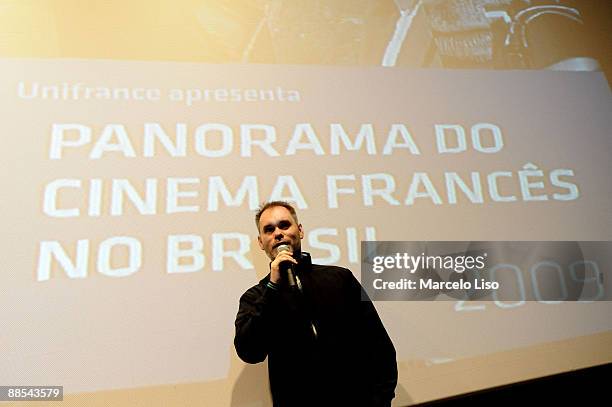 Director Jean Francois Richet speaks during the second day of the French Cinema Panorama at Reserva Cultural on June 17, 2009 in Sao Paulo, Brazil.