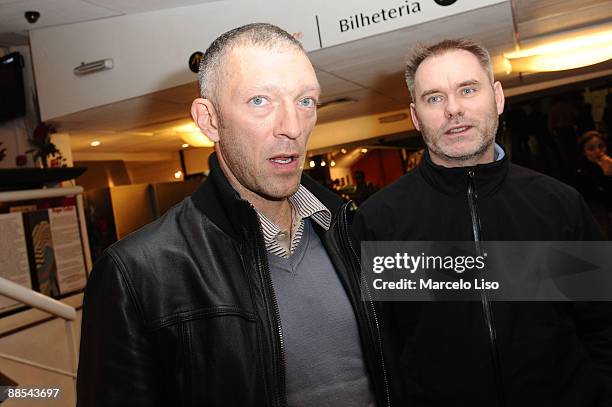 Actor Vincent Cassel and Jean Francois Richet attends at the second day of the French Cinema Panorama at Reserva Cultural on June 17, 2009 in Sao...