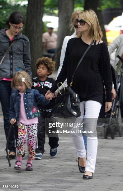 Heidi Klum and kids Leni and Henry are seen on the Streets of Manhattan on June 17, 2009 in New York City.