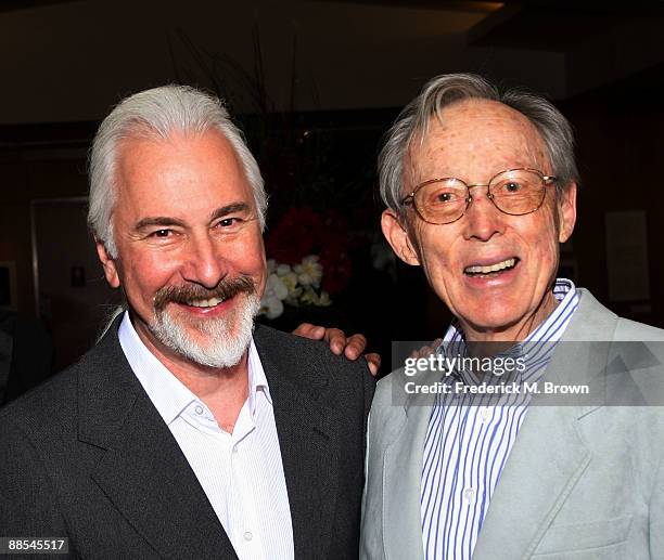 Makeup special effects artists Rick Baker and Dick Smith attend the tribute to Dick Smith at the Academy of Motion Picture Arts and Sciences' Samuel...