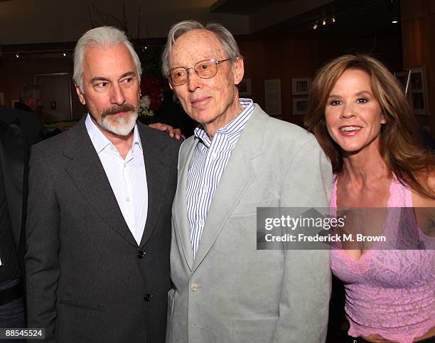 Makeup special effects artists Rick Baker and Dick Smith and actress Linda Blair attend the tribute to Dick Smith at the Academy of Motion Picture...